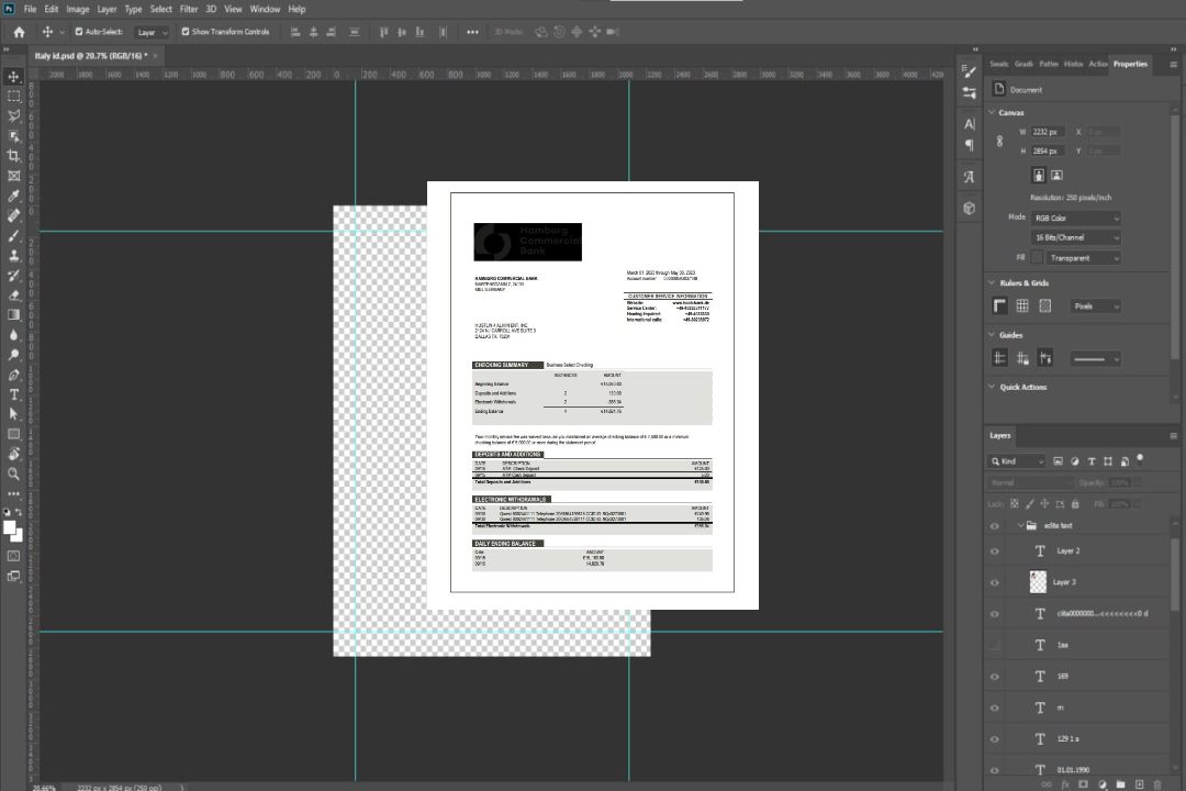 Modèle Word et PDF de relevé de compte d'entreprise de la Hamburg Commercial Bank template Modèle Word et PDF de relevé de compte d'entreprise de la Hamburg Commercial Bank template